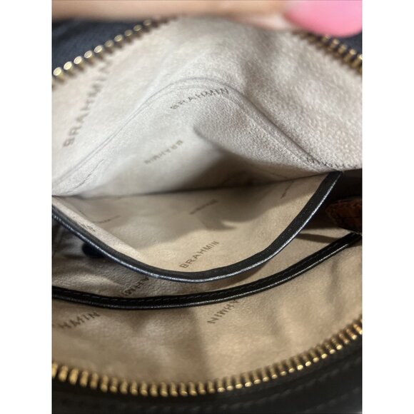 Brahmin Cleo Melbourne Croc Pecan Brown Crossbody Bag Purse - Picture 12 of 16